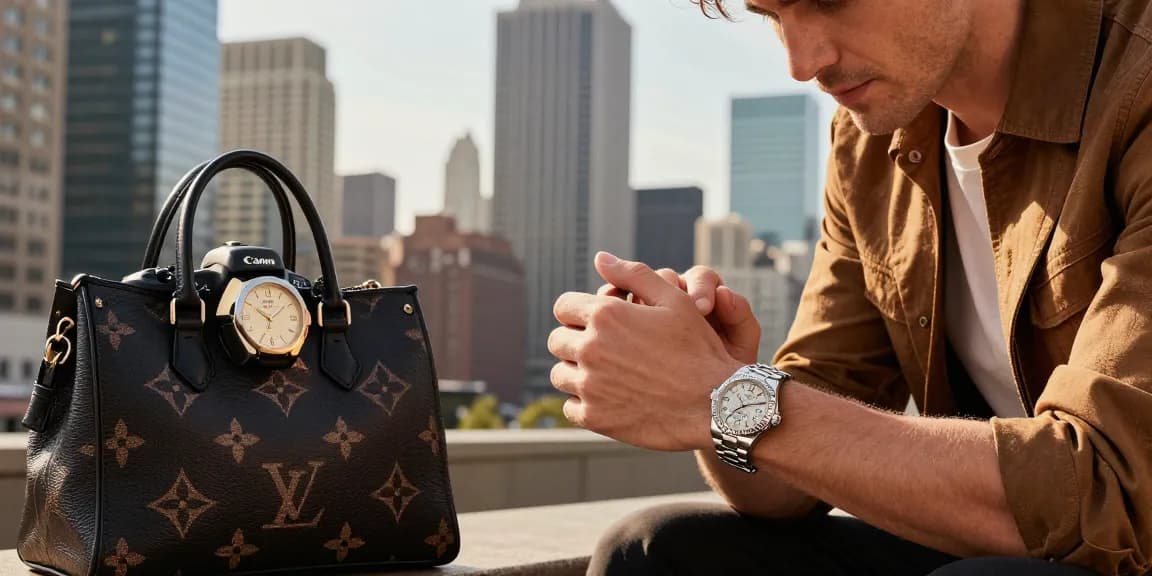 Showcasing clone watches in an urban setting with a luxury watch enthusiast.