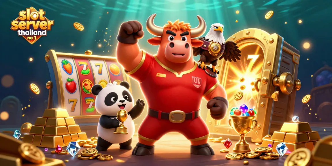 Sparkling jackpot scene featuring slot server thailand no 1 games, joyous characters, and wealth elements