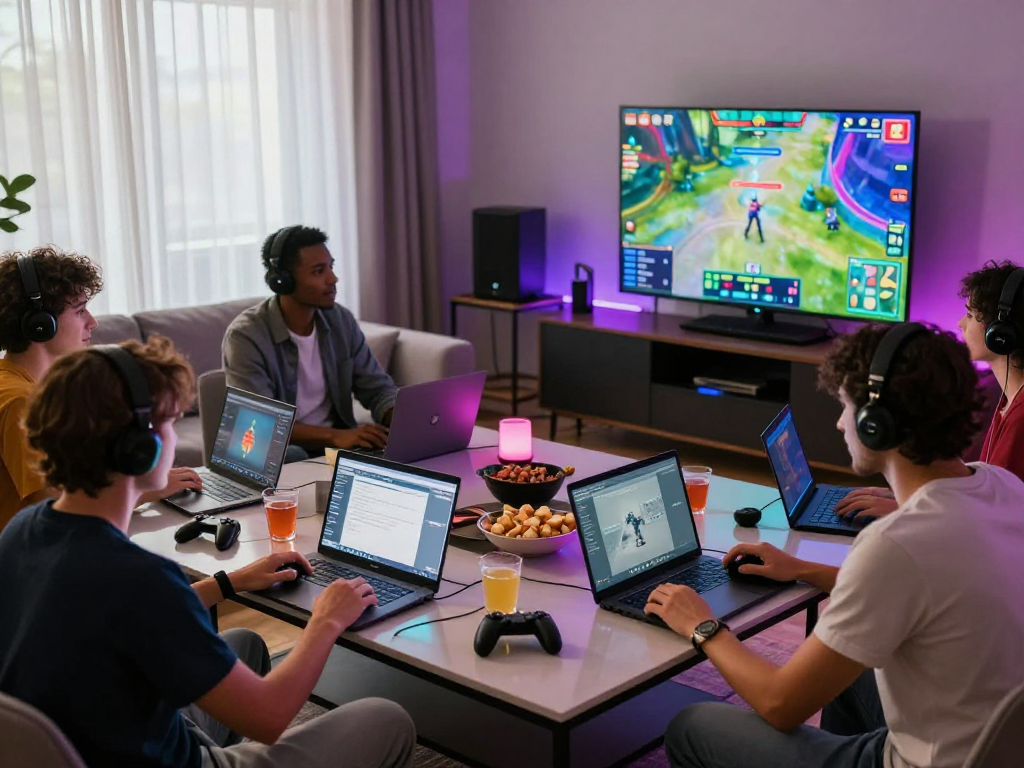 Exciting scene of adults playing an adult game together in a vibrant living room.