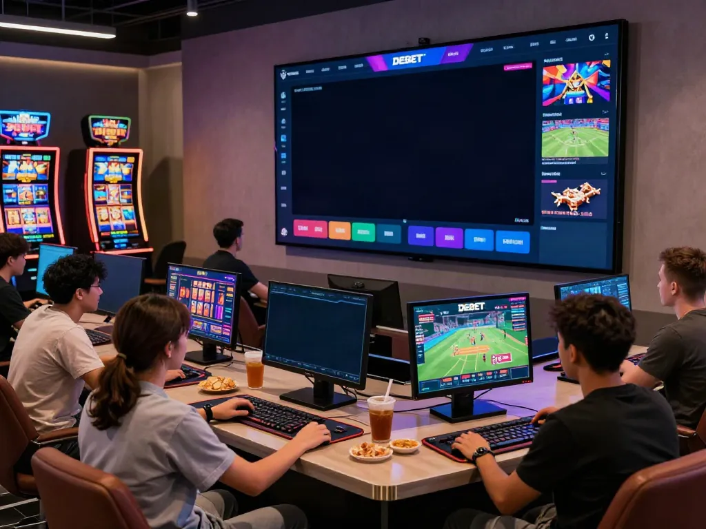 Dynamic gaming experience on DEBET with players immersed in diverse online games.