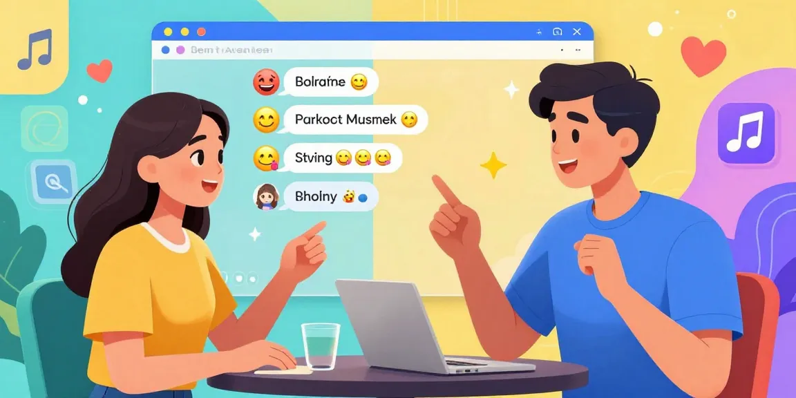 Interactive AI porn chat avatars engaging in a playful digital conversation with colorful backgrounds.